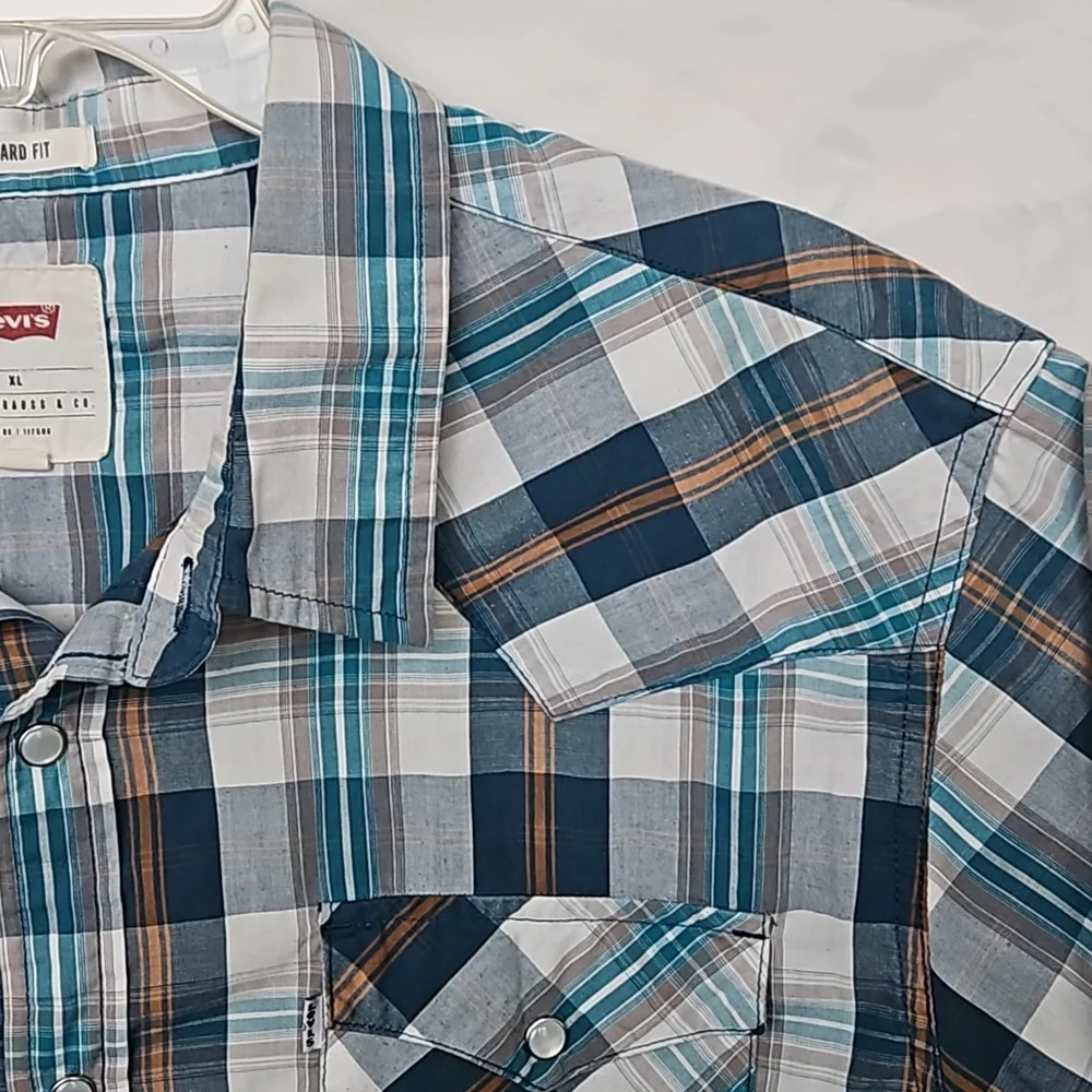 Levi's western check shirt with pearl snaps XL